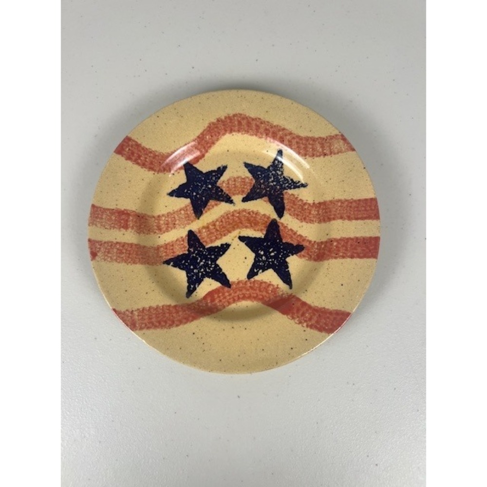 Three Rivers Pottery 25th Anniversary Plate Stars Stripes Americana Coshocton OH